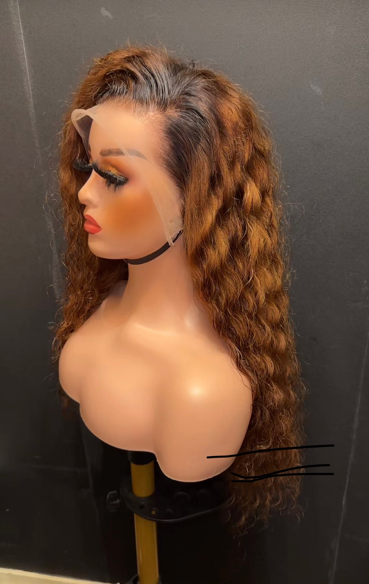 Perruque Lace Front Wig naturelle bouclés ombrée, miel, 13x4, à reflets 1b/30, pour femmes