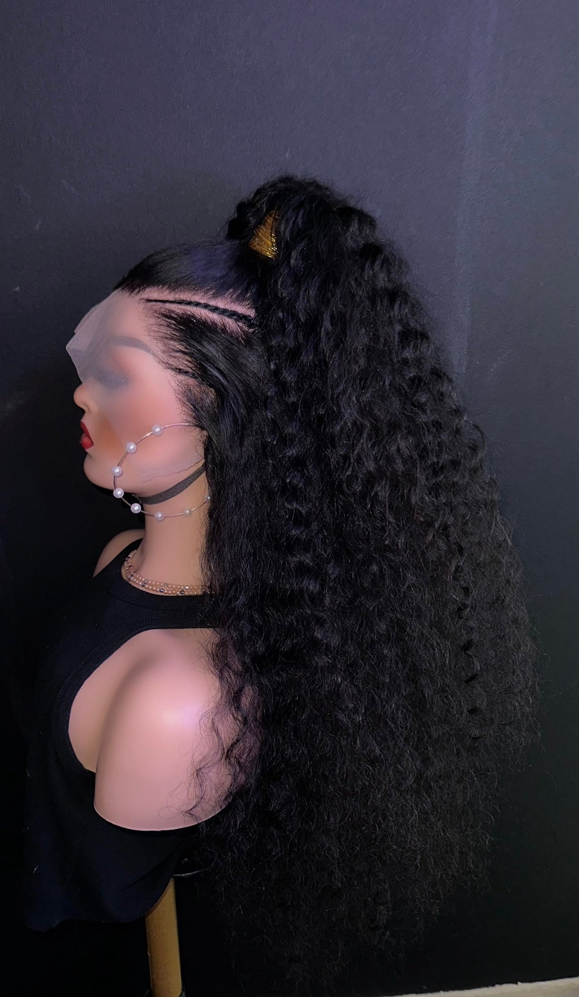 Perruque Lace Front Wig bouclée 30,pouces, densité 200, cheveux de bébé doux, noir, pre-plucked, perruque quotidienne pour femmes