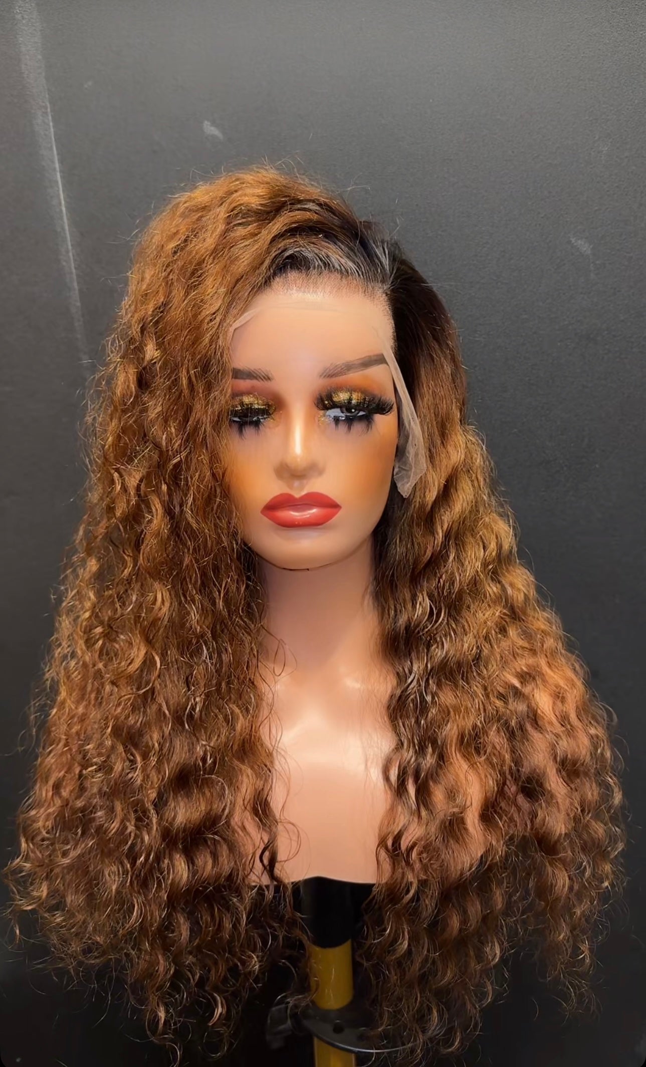 Perruque Lace Front Wig naturelle bouclés ombrée, miel, 13x4, à reflets 1b/30, pour femmes