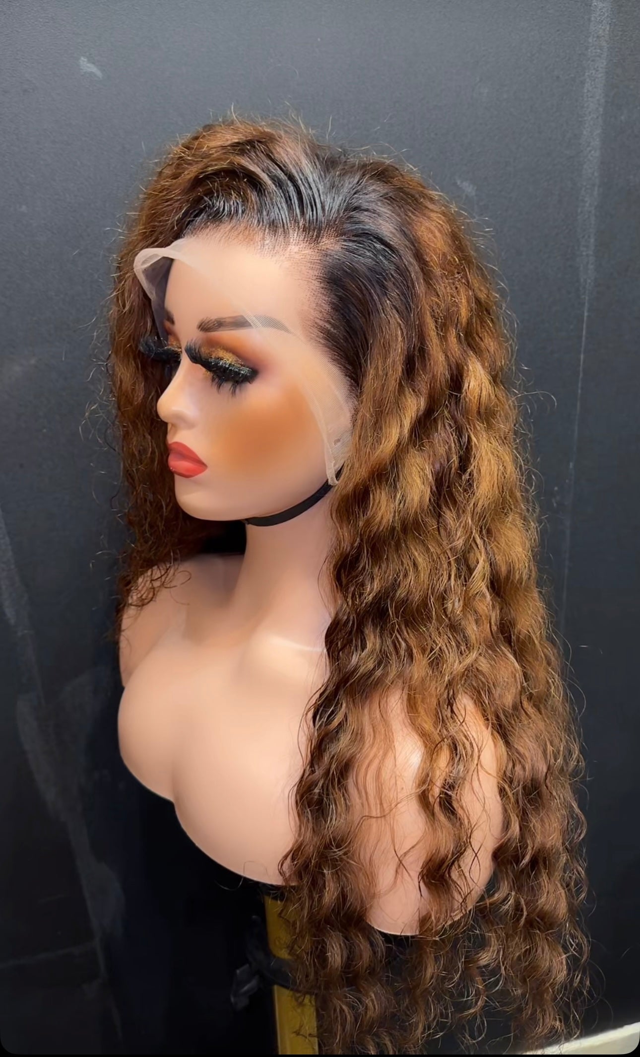 Perruque Lace Front Wig naturelle bouclés ombrée, miel, 13x4, à reflets 1b/30, pour femmes