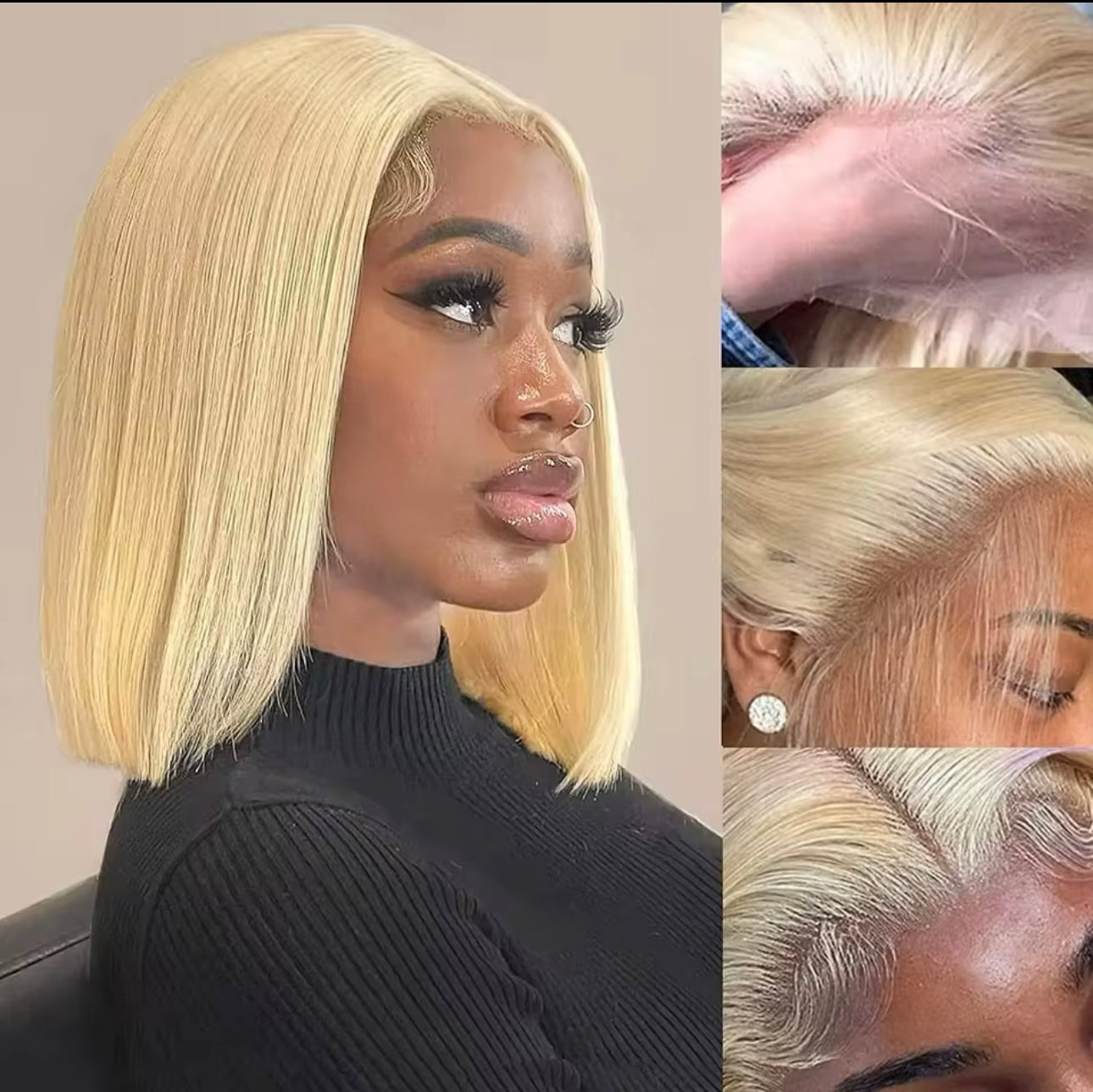 613 miel blond couleur perruques de cheveux humains pour les femmes cheveux humains Remy brésilien pas cher droite courte Bob perruque 12 pouces